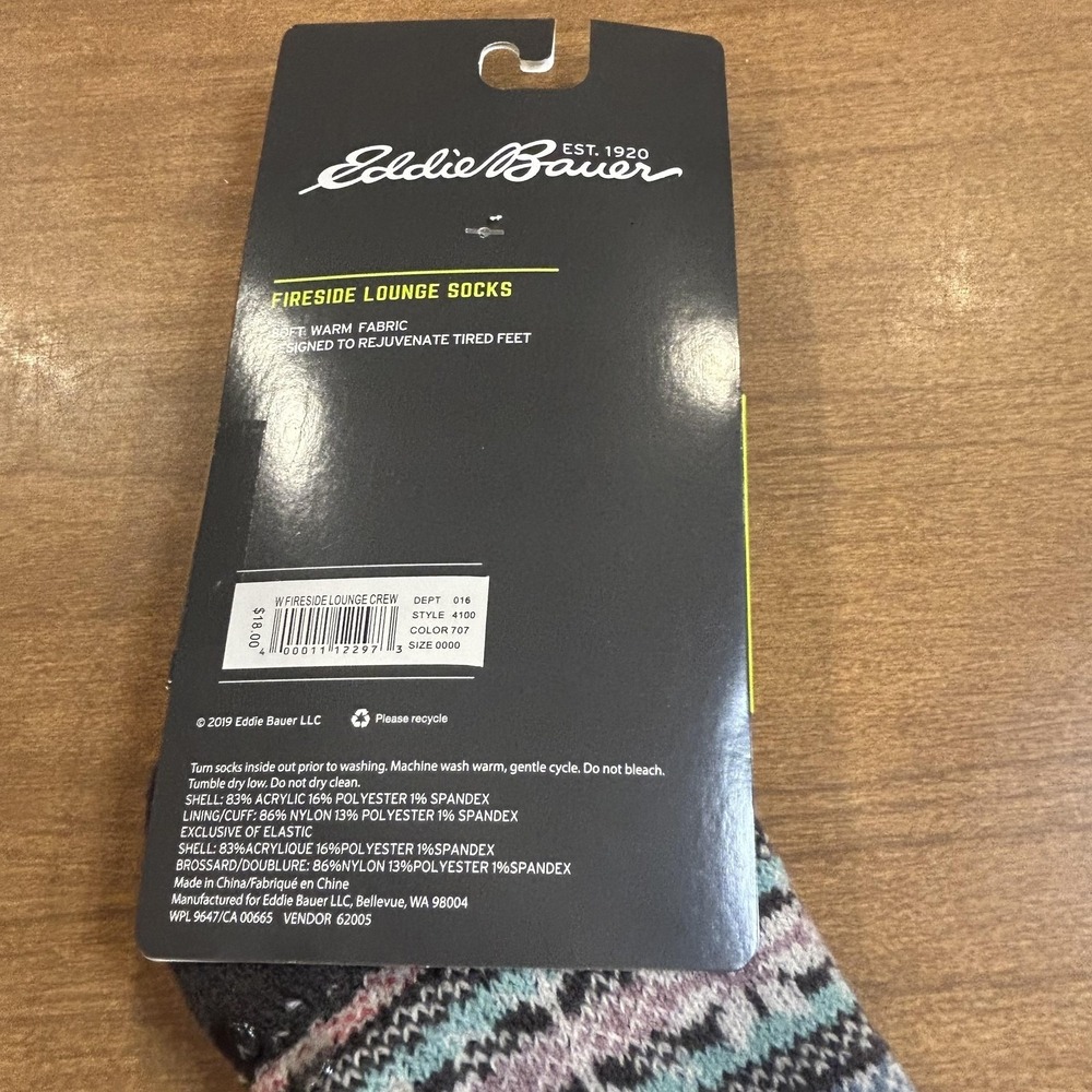 Eddie Bauer Fireside Lounge Crew Socks Womens One Size Multicolor Grip Lot 3 - Picture 6 of 7